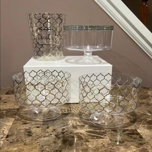 Decorative Party Plastic Serveware Bowls Set/4